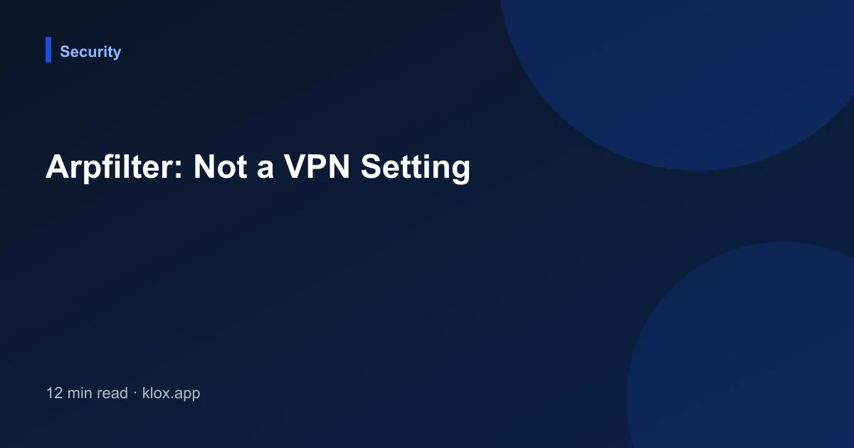 Arpfilter: Not a VPN Setting