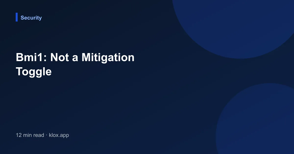 Bmi1: Not a Mitigation Toggle