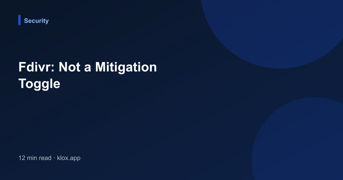 Fdivr: Not a Mitigation Toggle