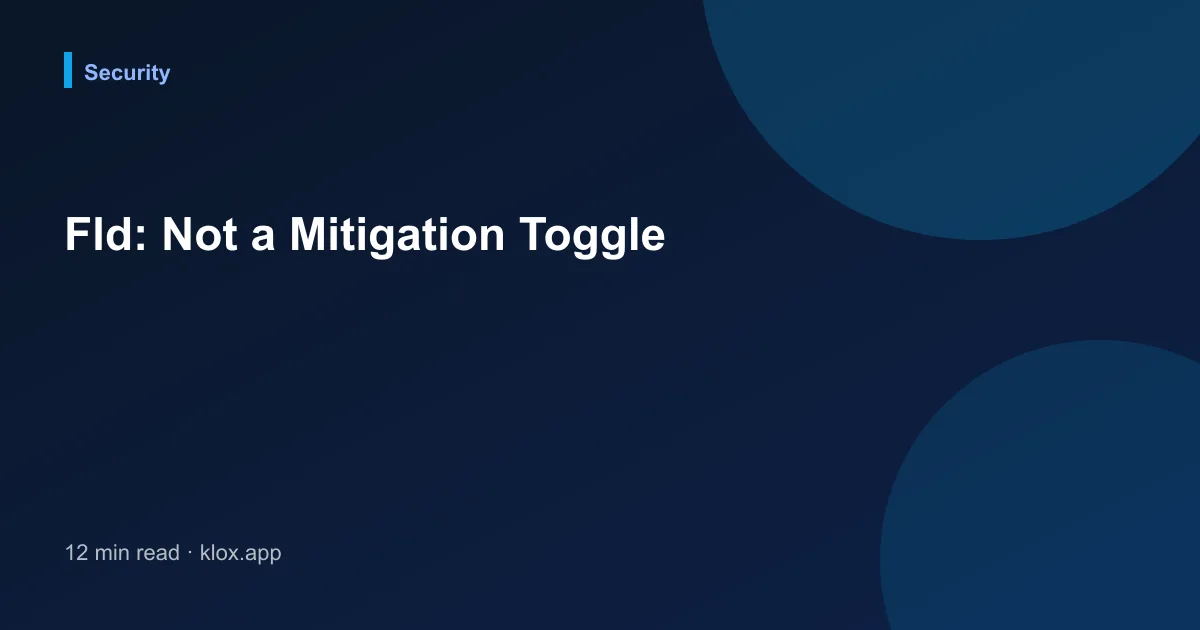 Fld: Not a Mitigation Toggle