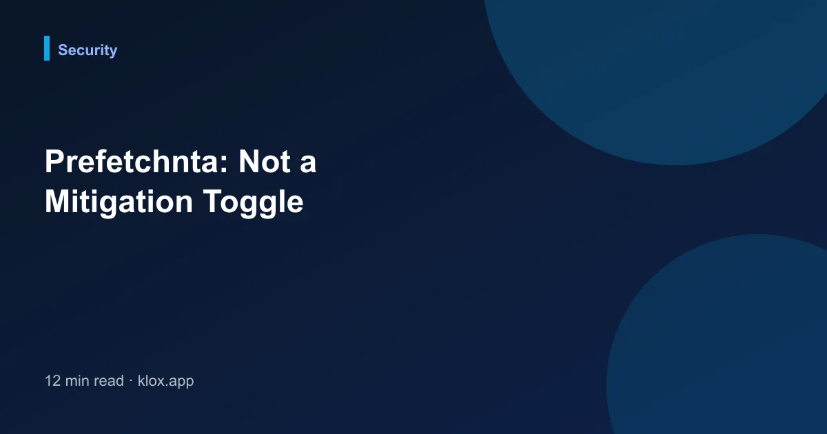 Prefetchnta: Not a Mitigation Toggle