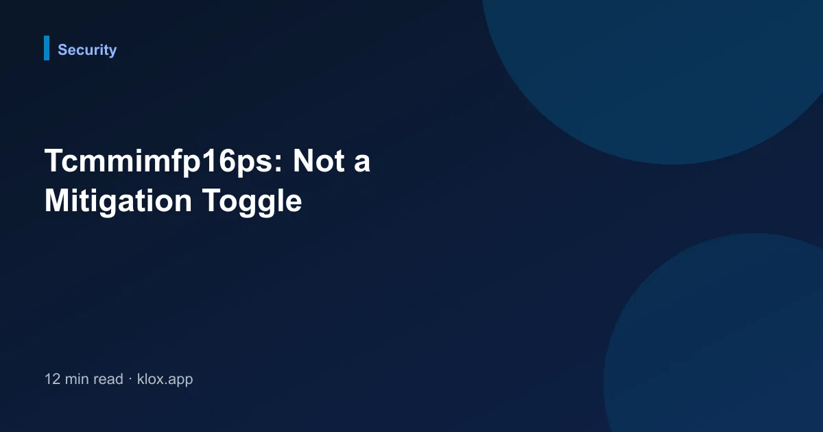 Tcmmimfp16ps: Not a Mitigation Toggle